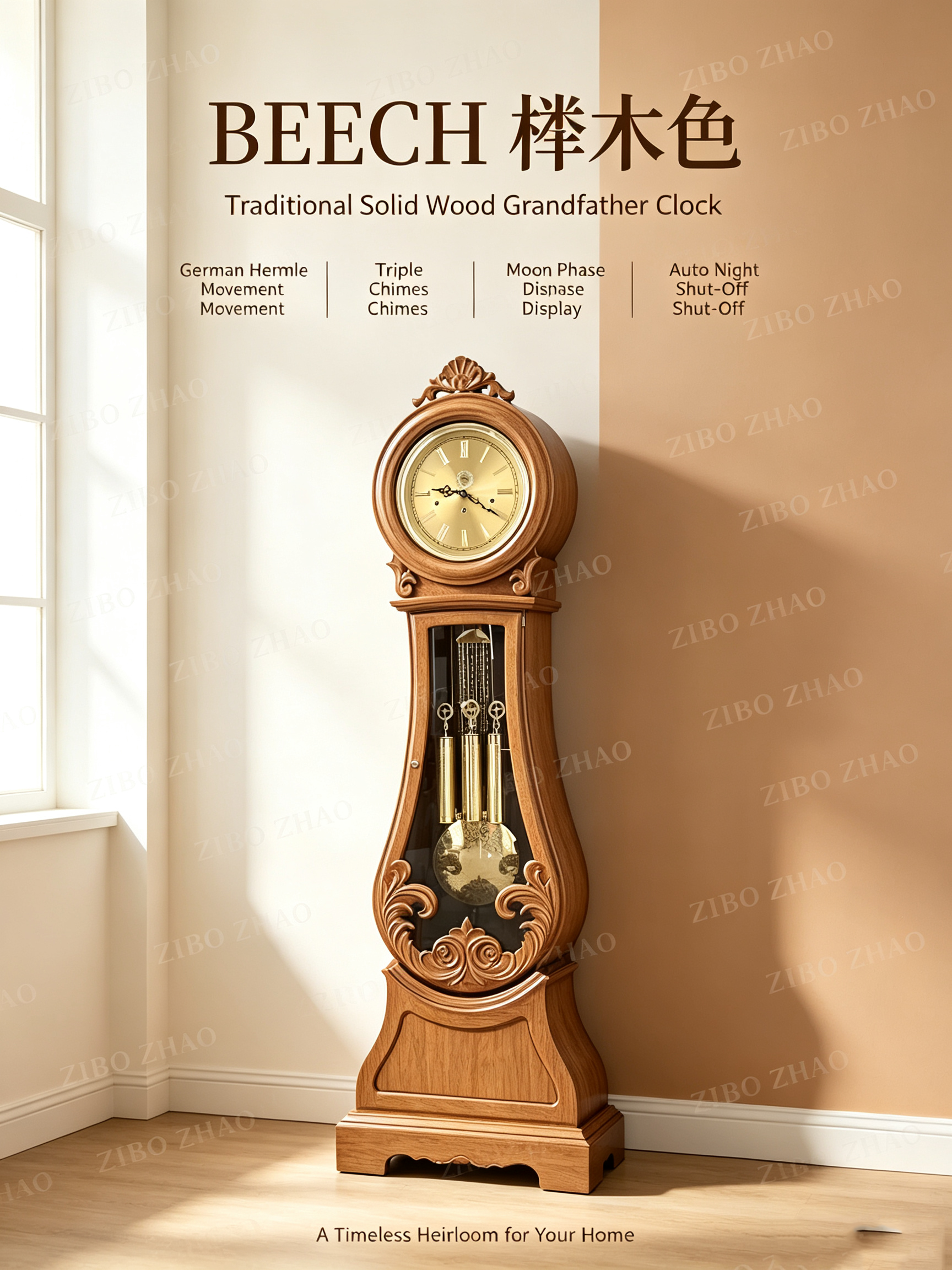 German Grandfather Clock No.1214-2 - 图片 2